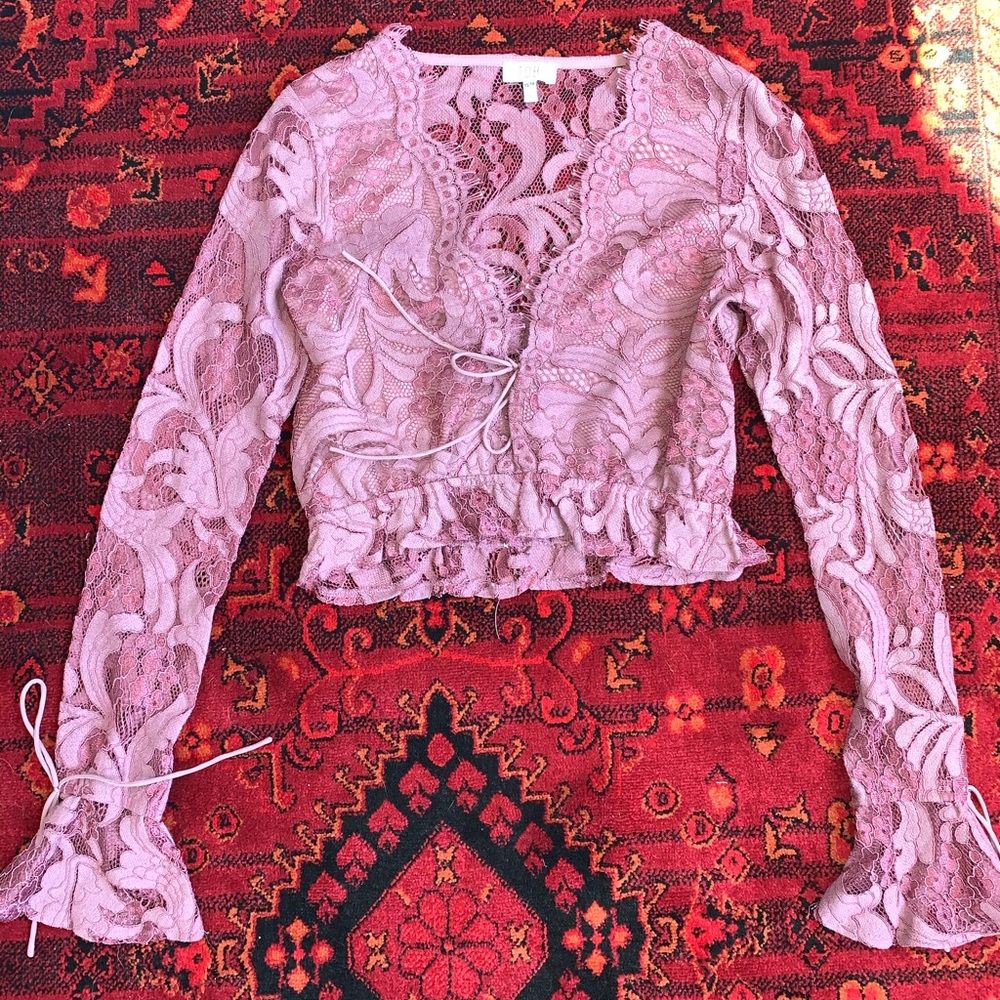 Tobi pink lace top